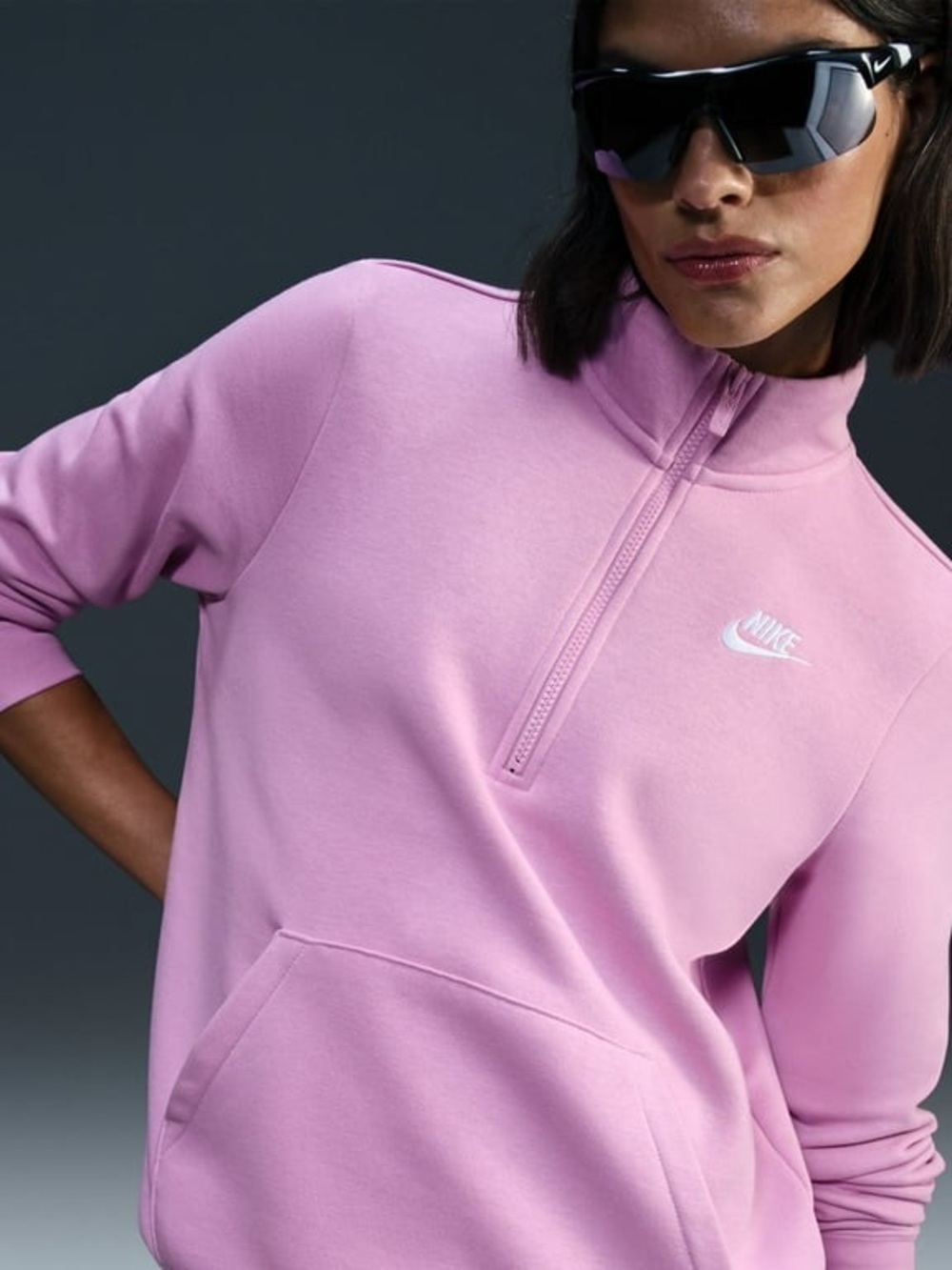 Nike Women's Pink Quarter-Zip Pullover Top size XL
